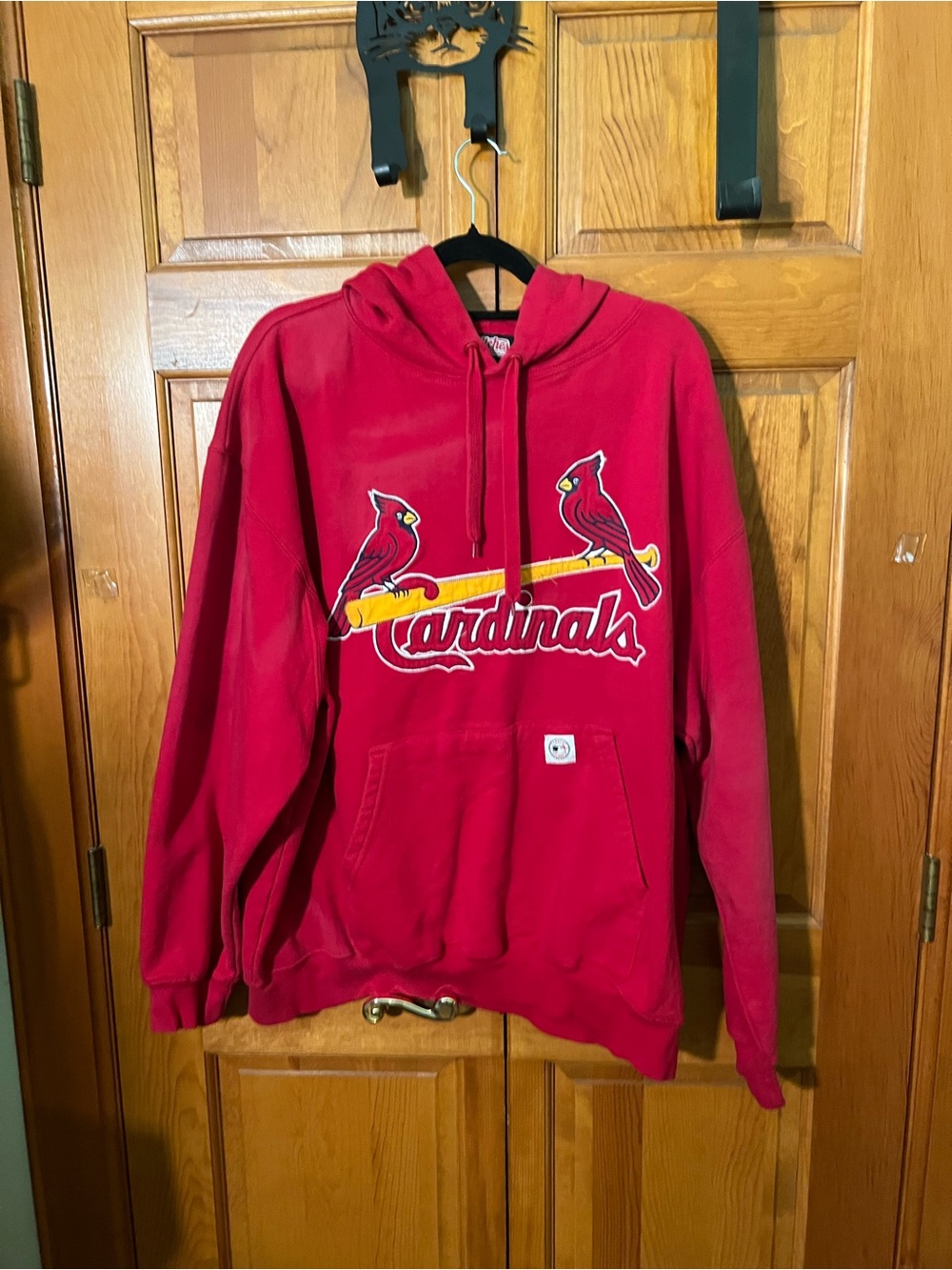 Stitches Red Cardinals Hoodie with Yellow Accent
